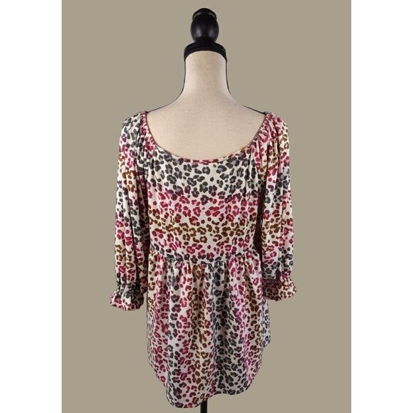 Honeyme Animal Print Babydoll Blouse Size Small NWT - Picture 2 of 10